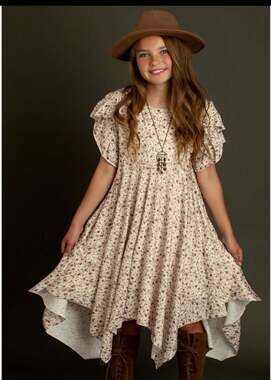 Joyfolie Kids Milana Dress Floral Print Cream Ruffle Tiered Maxi Dress size 10